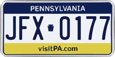 PA license plate JFX0177