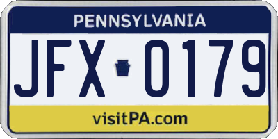 PA license plate JFX0179