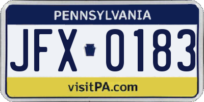 PA license plate JFX0183