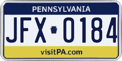 PA license plate JFX0184