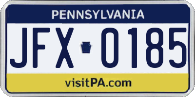 PA license plate JFX0185
