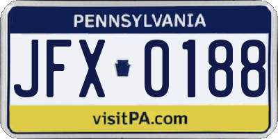 PA license plate JFX0188
