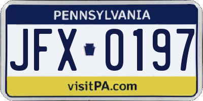 PA license plate JFX0197