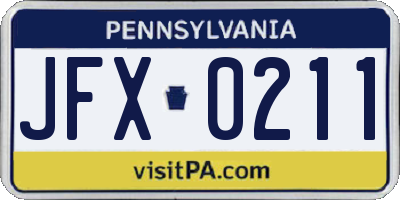 PA license plate JFX0211
