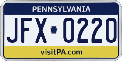PA license plate JFX0220