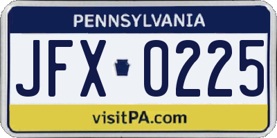 PA license plate JFX0225