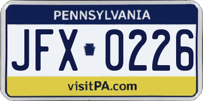 PA license plate JFX0226
