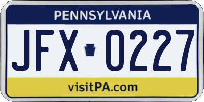 PA license plate JFX0227