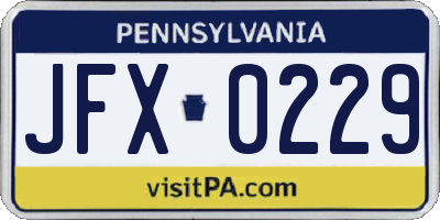 PA license plate JFX0229