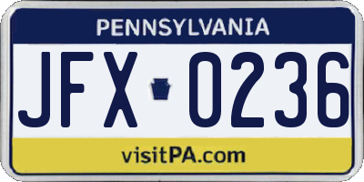 PA license plate JFX0236