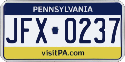 PA license plate JFX0237