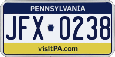 PA license plate JFX0238