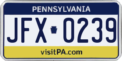 PA license plate JFX0239