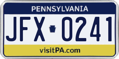 PA license plate JFX0241