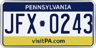 PA license plate JFX0243