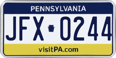 PA license plate JFX0244