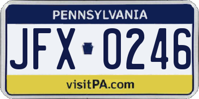 PA license plate JFX0246