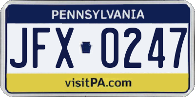 PA license plate JFX0247