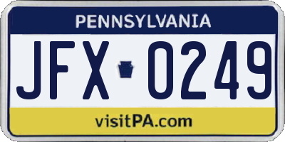 PA license plate JFX0249