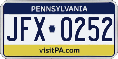 PA license plate JFX0252