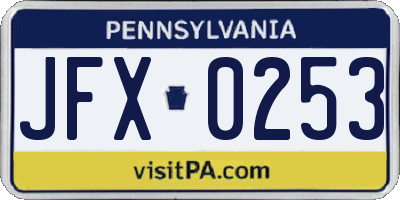 PA license plate JFX0253