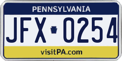 PA license plate JFX0254