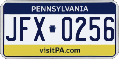 PA license plate JFX0256