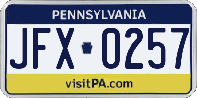 PA license plate JFX0257