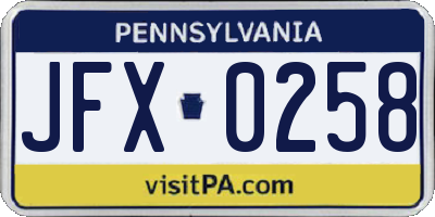 PA license plate JFX0258