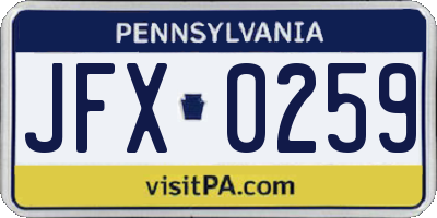 PA license plate JFX0259