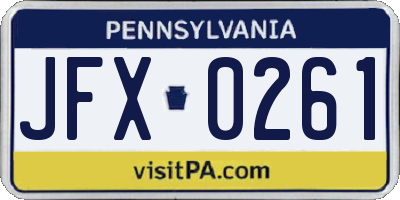 PA license plate JFX0261