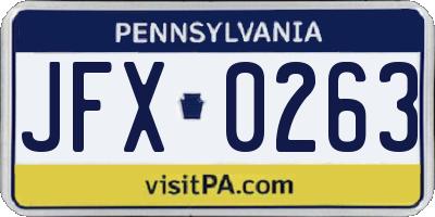 PA license plate JFX0263