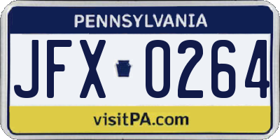 PA license plate JFX0264