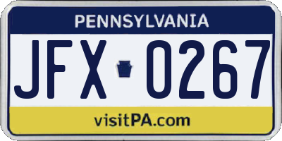 PA license plate JFX0267