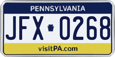 PA license plate JFX0268