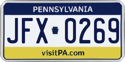PA license plate JFX0269