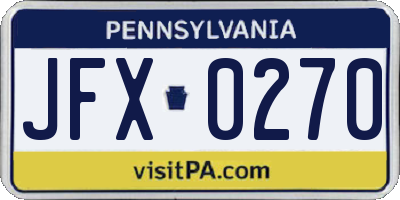PA license plate JFX0270