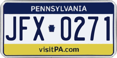 PA license plate JFX0271