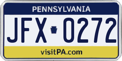 PA license plate JFX0272