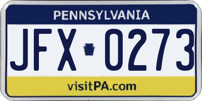 PA license plate JFX0273