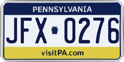 PA license plate JFX0276