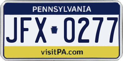 PA license plate JFX0277