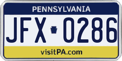 PA license plate JFX0286
