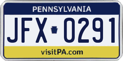 PA license plate JFX0291