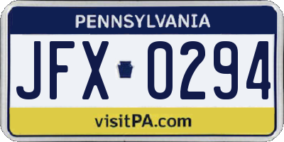 PA license plate JFX0294