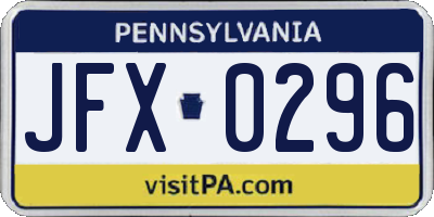 PA license plate JFX0296