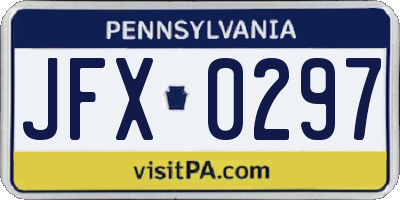 PA license plate JFX0297
