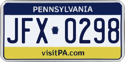 PA license plate JFX0298
