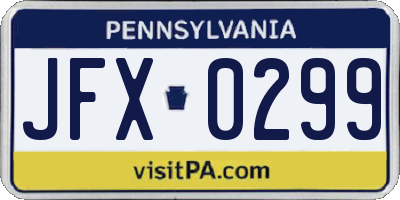 PA license plate JFX0299