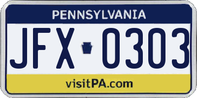 PA license plate JFX0303